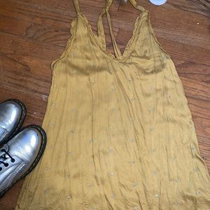 Free people yellow beaded mini dress